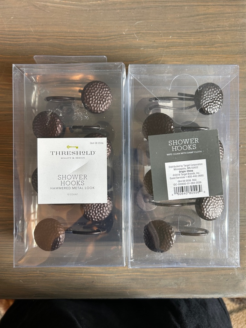 NWT 2 Pack of 12 Threshold Hammered Metal Shower Hooks - Oil Rubbed Bronze